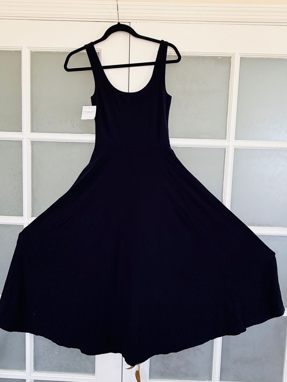 NWT American Eagle Black Fit & Flare Midi Dress | Pockets | XS